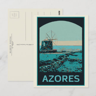Landschaftsbild der Azoren Portugal Postkarte