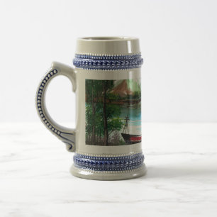 Landschaftsbild des handgezogenen Frühlings-Landsc Bierglas
