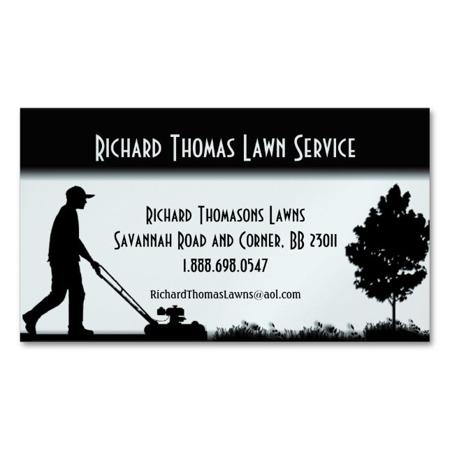 Landschaftsbild des Rasendienstes Blau Magnetische Visitenkarte (Vorderseite)