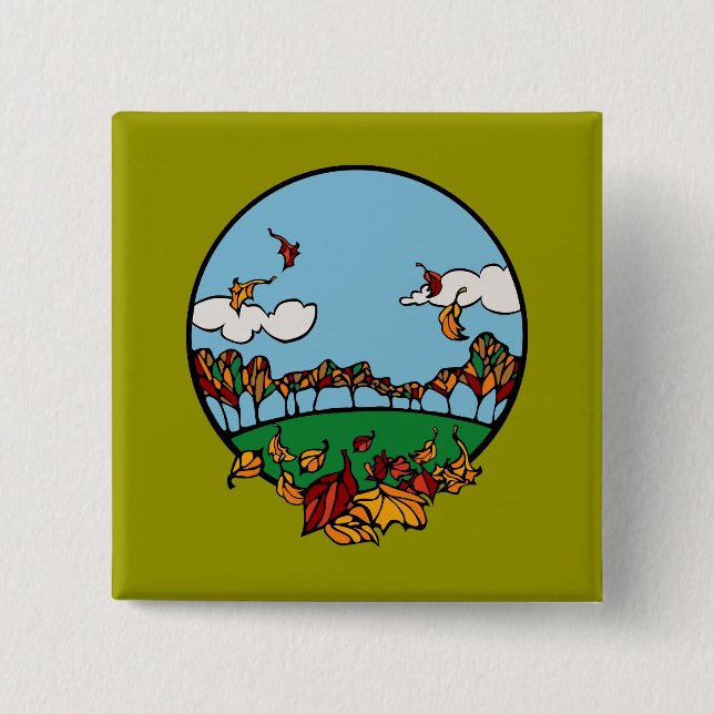 Landschaftsbild im Herbst Button (Vorderseite)