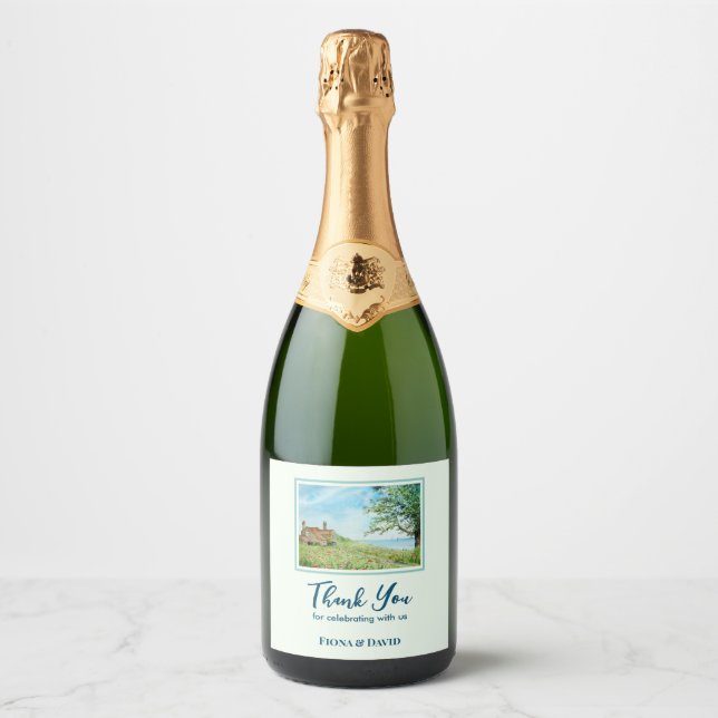 Landschaftsbild Mohnfeld Landschaft Wasserfarbe (Vorderseite)