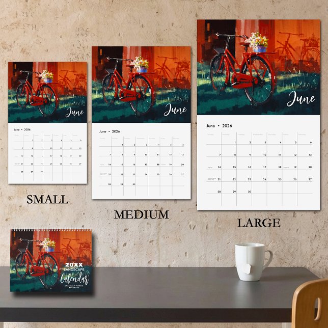 Landschaftsbilder KLEIN Kalender (SMALL SIZE selected -  Beautiful landscape paintings calendar, business or name on front & back)
