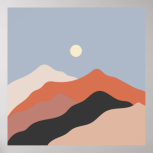 Landschaftsbilder Mitte des Jahrhunderts, minimali Poster