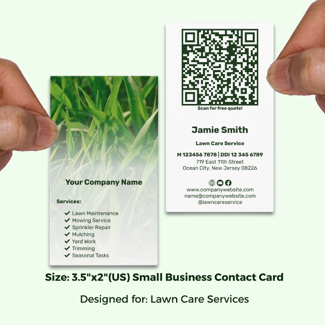 LandschaftsBranding QR Code Foto Pflege Visitenkarte (Landscape Branding QR Code Photo Lawn Care Business Card; Size 3.5 x 2 Inch (US))