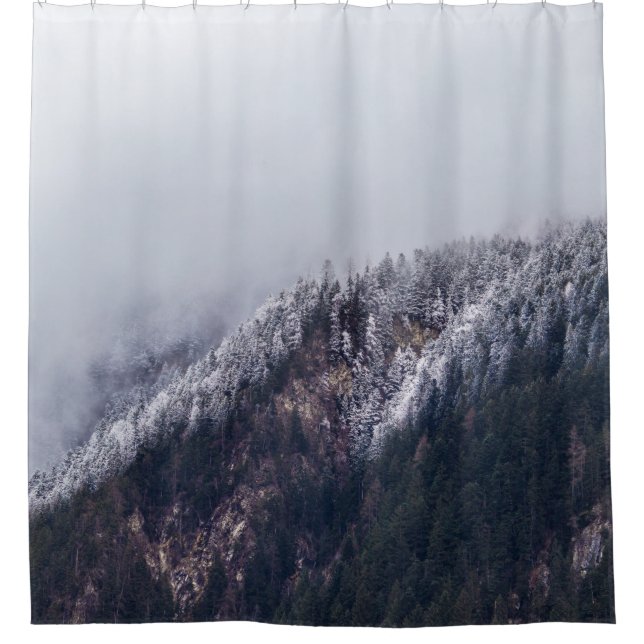 LANDSCHAFTSFOTOGRAFIE DER BERGE DUSCHVORHANG (Vorderseite)