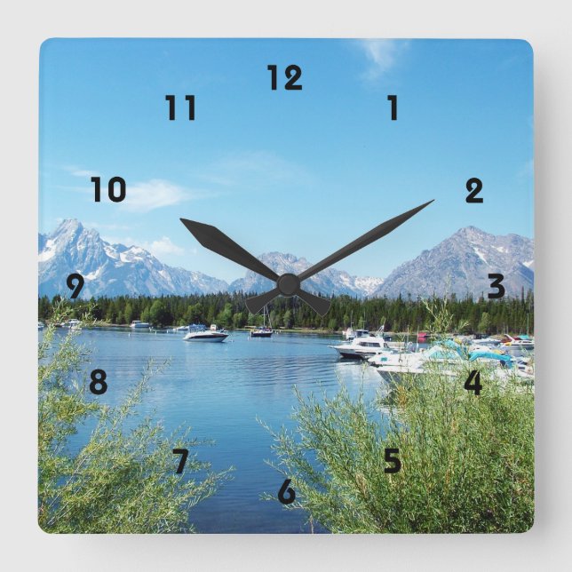 Landschaftsfotografie des Grand Teton Nationalpark Quadratische Wanduhr (Vorderseite)