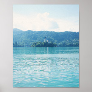 Landschaftsfotografie Lake Mountain Blue Slowenien Poster