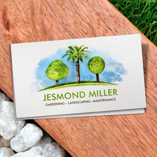 Landschaftsgärtnerdienste Wasserfarben Kunst Visitenkarte (Von Creator hochgeladen)