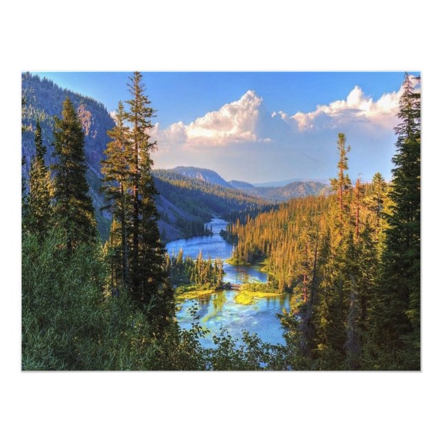 Landschaftsgebirge strömen wolkiger Himmel Natur d Fotodruck (Vorne)