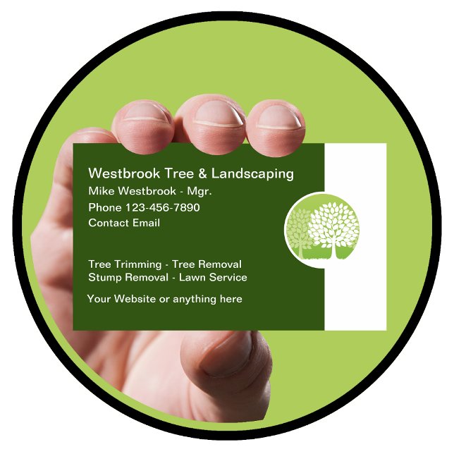 Landschaftsgestaltung und Baumarten Visitenkarte (Landscaping Business Cards Template)