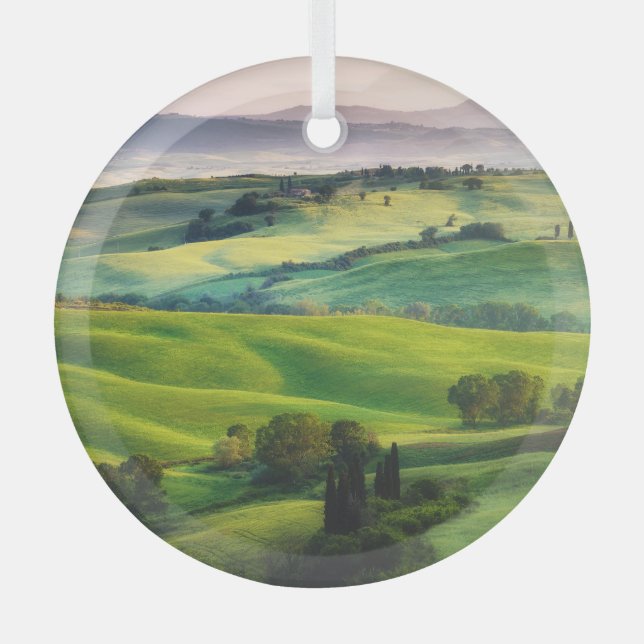Landschaftsgrün: Hell gestrichene Ruhe Ornament Aus Glas (Vorderseite)