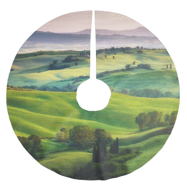 Landschaftsgrün: Hell gestrichene Ruhe Polyester Weihnachtsbaumdecke (Vorderseite)