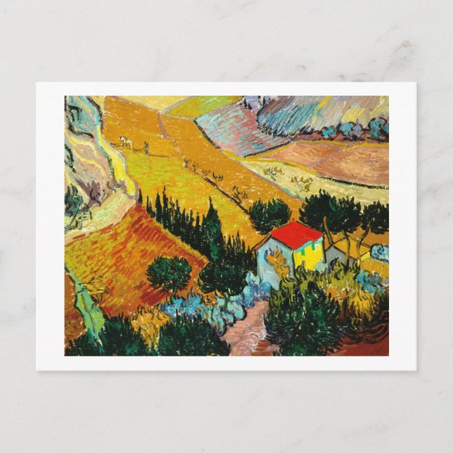 Landschaftshaus und Plowman Vincent Van Gogh Postkarte (Vorderseite)