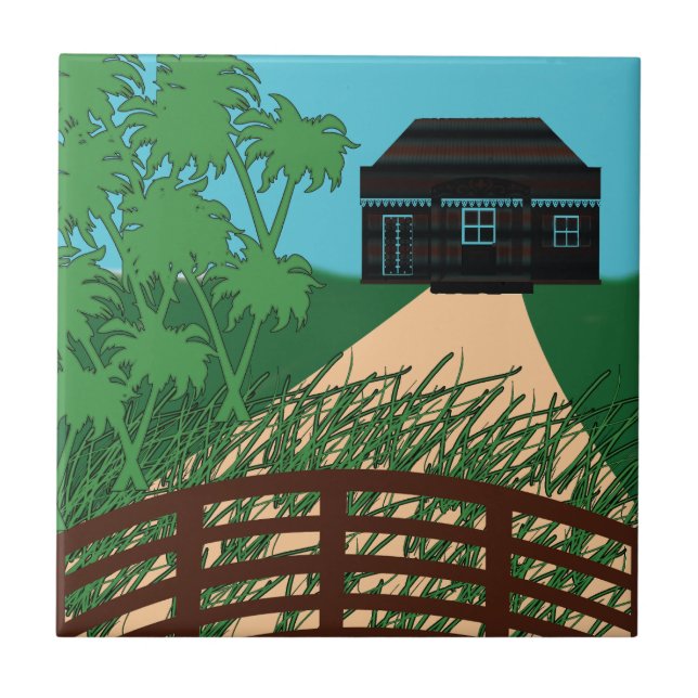 Landschaftskern Grüne Landschaft Landschaftsbild Fliese (Vorderseite)
