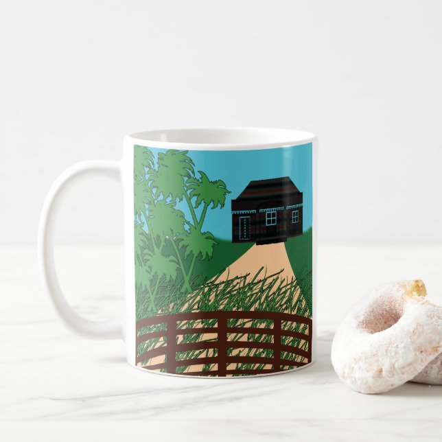 Landschaftskern Grüne Landschaft Landschaftsbild Kaffeetasse (Mit Donut)