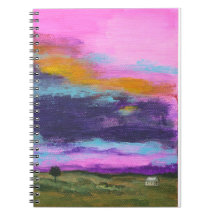 Landschaftskunst-Malerei, rosa Sonnenuntergang,