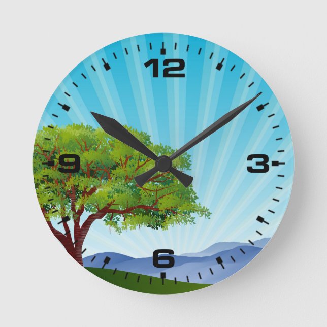 Landschaftslandschaft Runde Wanduhr (Vorderseite)