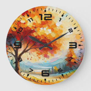 Landschaftsmalerei mit hellen Farben Große Wanduhr
