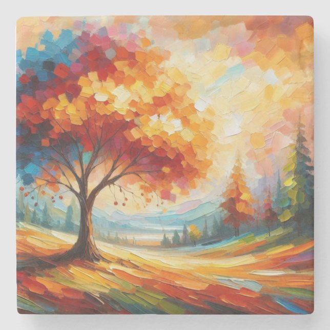Landschaftsmalerei mit hellen Farben Steinuntersetzer (Vorderseite)