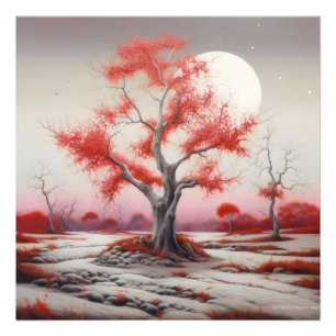 Landschaftsroter Baum Fotodruck