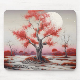 Landschaftsroter Baum Mousepad
