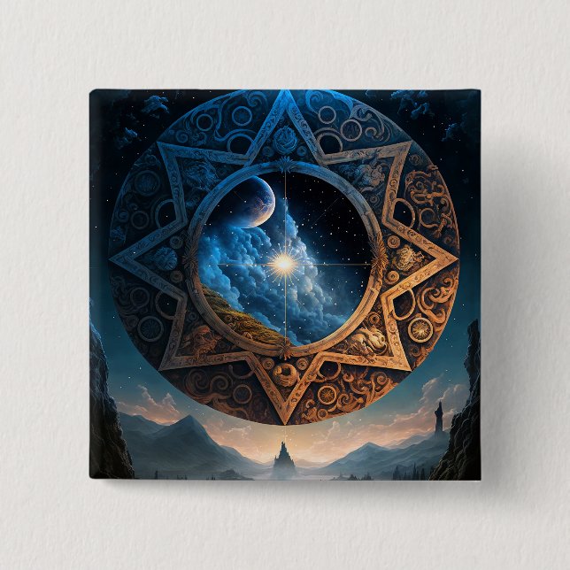 Landschaftsschaltfläche für kosmische Fantasie Button (Vorderseite)