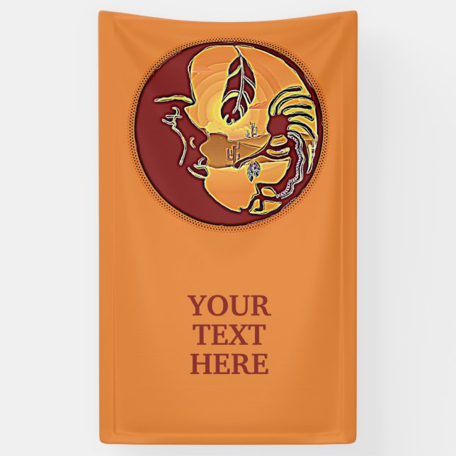 Landschaftsschaltfläche - Kokopelli Mondfeder 1 Banner (Vertikal)