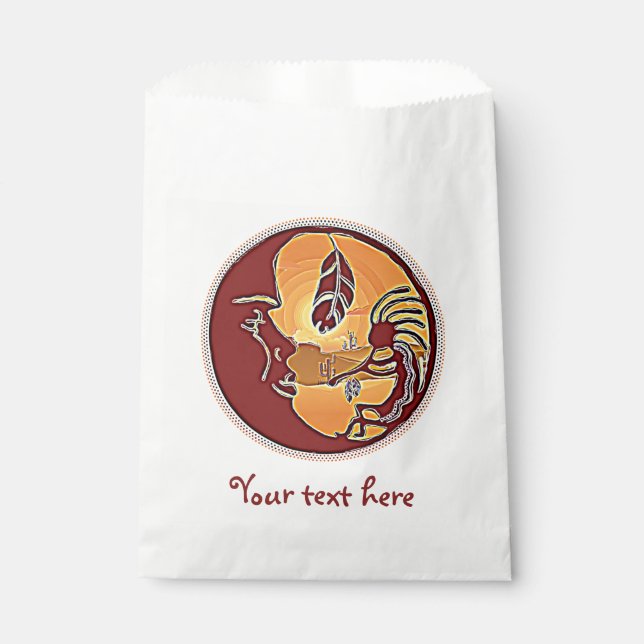 Landschaftsschaltfläche - Kokopelli Mondfeder 1 Geschenktütchen (Vorderseite)