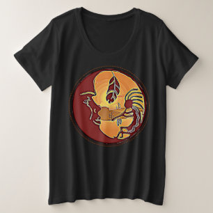 Landschaftsschaltfläche - Kokopelli Mondfeder 1 Große Größe T-Shirt