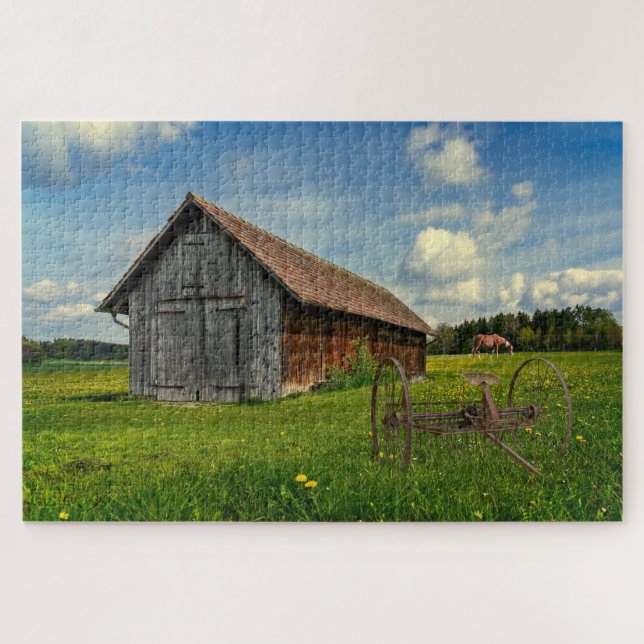 Landschaftsszene mit Schindeln Puzzle (Horizontal)