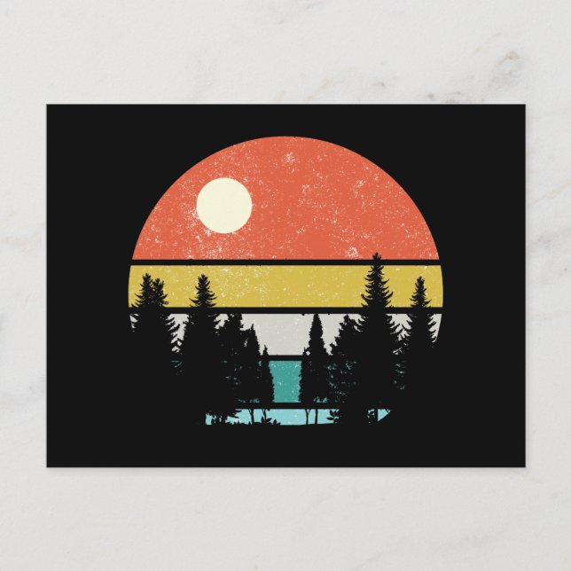 Landschaftswald Natur Retro Sonnenuntergang Wald Postkarte (Vorderseite)