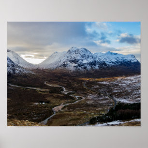 Landschaftswinter Lairig Gartain Glen Coe Schottla Poster