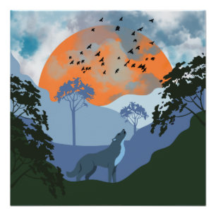 LandschaftsWolf Sun Mountains Poster