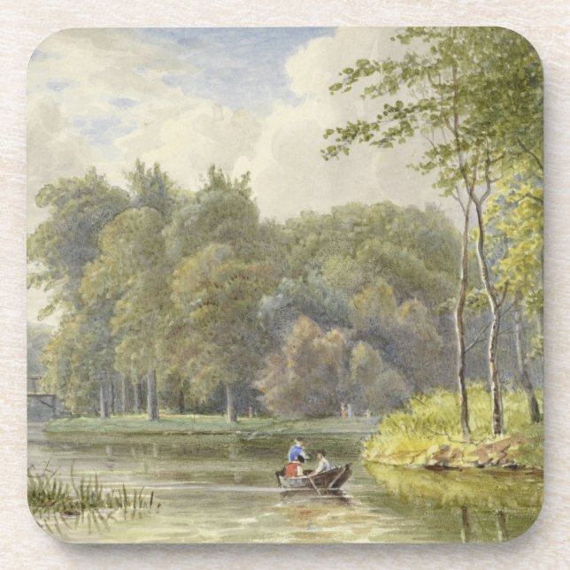 Landschap traf Figuren in Roeibootje Vintag Getränkeuntersetzer (Vorderseite)