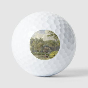 Landschap traf Figuren in Roeibootje Vintag Golfball
