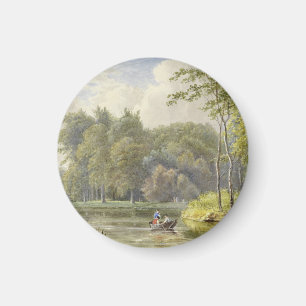 Landschap traf Figuren in Roeibootje Vintag Magnet