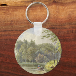 Landschap traf Figuren in Roeibootje Vintag Schlüsselanhänger