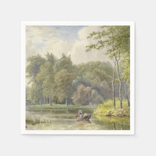 Landschap traf Figuren in Roeibootje Vintag Serviette
