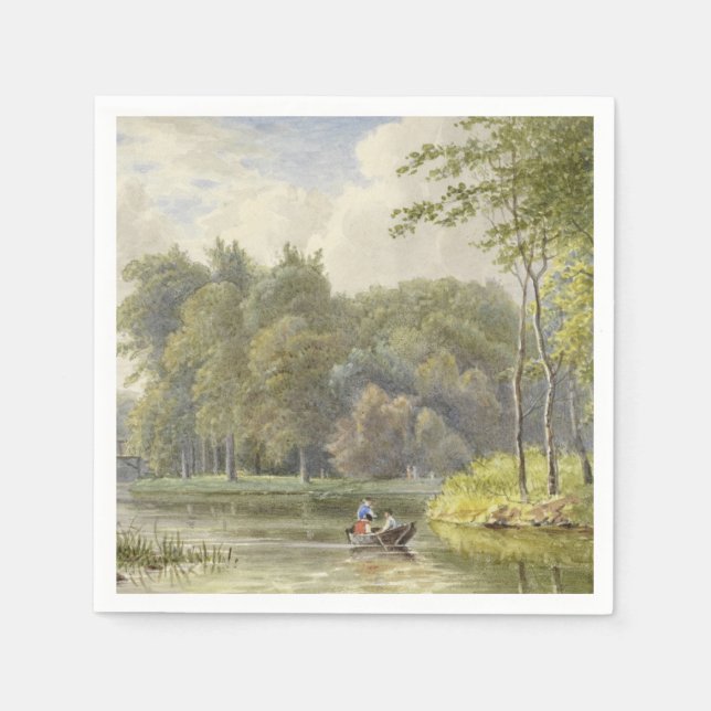 Landschap traf Figuren in Roeibootje Vintag Serviette (Vorderseite)