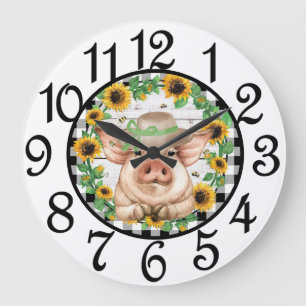 Landschweine-Acryluhr Große Wanduhr