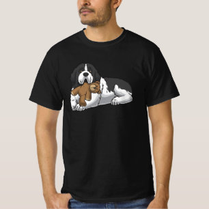 Landseer Hund mit ausgestopften Tieren und Herz T-Shirt