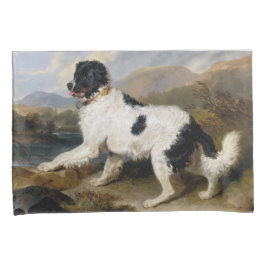 Landseer Neufundland Hund (Schwarzes und Weißes Ti Kissenbezug