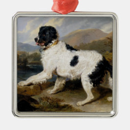 Landseer Neufundland Hund (Schwarzes und Weißes Ti Ornament Aus Metall