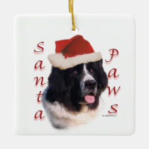 Landseer Neufundland Santa Paws Keramikornament