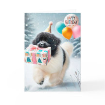 Landseer Newfoundland Winter Geburtstagskarte