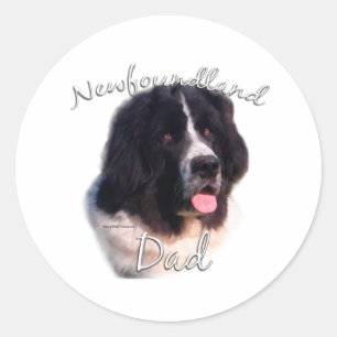 Landseer Newfundland Vater 2, Newfie Vater, Newf V Runder Aufkleber