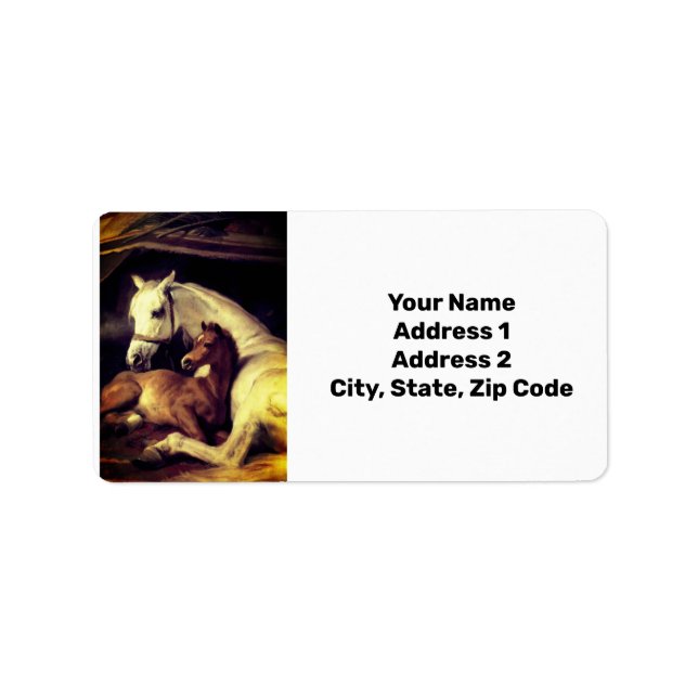 Landseer Pferde Adressaufkleber (Vorne)