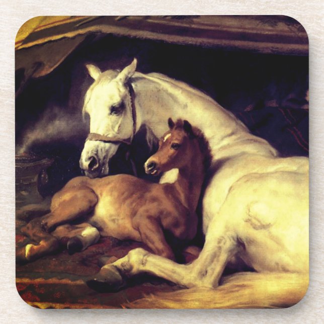 Landseer Pferde Getränkeuntersetzer (Vorderseite)
