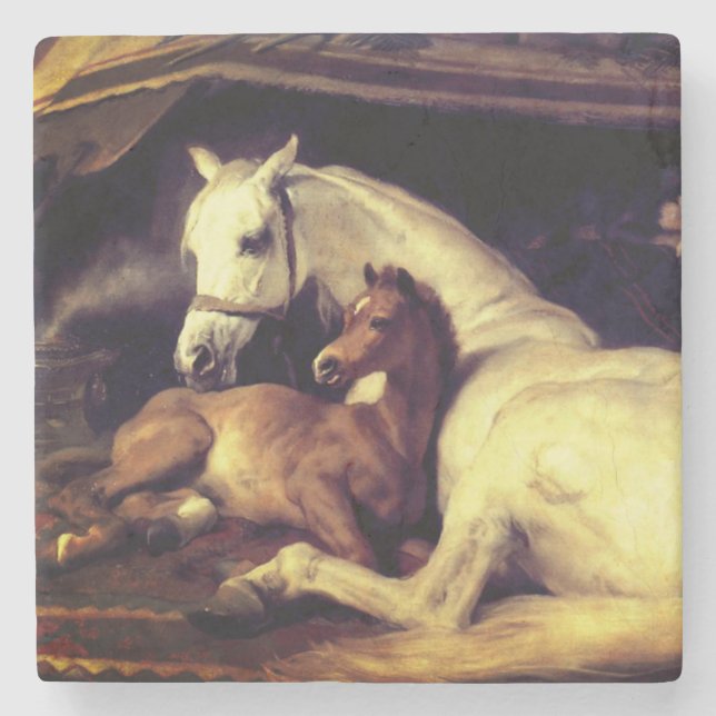 Landseer Pferde Steinuntersetzer (Vorderseite)
