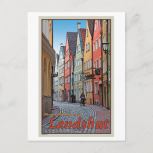Landshut - Biker auf Cobblestone Alley Postkarte